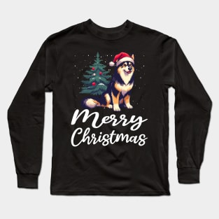 Merry Christmas Shepsky Husky Mix Long Sleeve T-Shirt